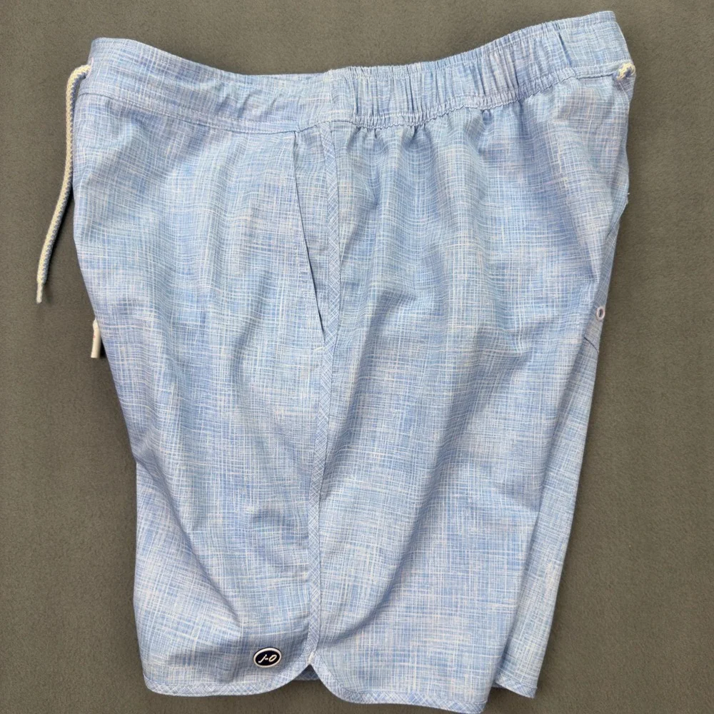 Johnnie-O Santa Monica Mens Blue Crosshatch Swim Trunks Board Shorts Size Medium